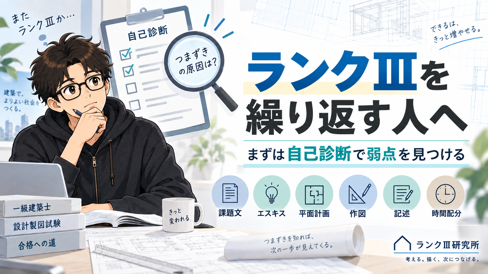 一級建築士設計製図｜ランクⅢを繰り返す人の自己診断｜あなたはどこでつまずいている？